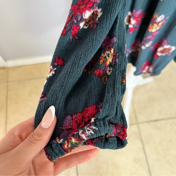 Free People Floral Keyhole flowy Tunic XS romantic Boho cottagecore fall indie - Picture 6 of 10